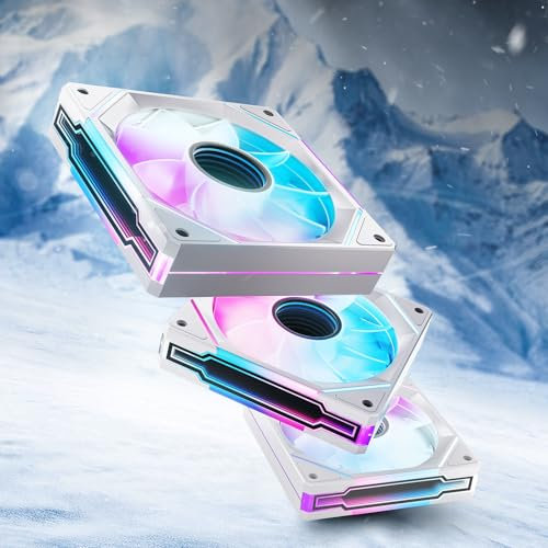 AsiaHorse Ventilateur de boîtier PC Reverse ARGB 120MM [Lot de 3] [Infinity Mirror] [HDB] Ventilateur RGB 1800 RPM/ 61.5CFM/ 24 LEDs 5V 3PIN ARGB et ventilateur PWM 4PIN durée de vie de 50000H