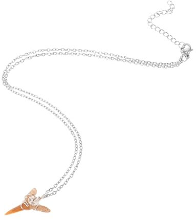 BRIGHTFUFU Haifischzahn Anhänger Halskette Silberdraht Handgefertigt Vintage Schmuck Surfer Unisex Strand Accessoire