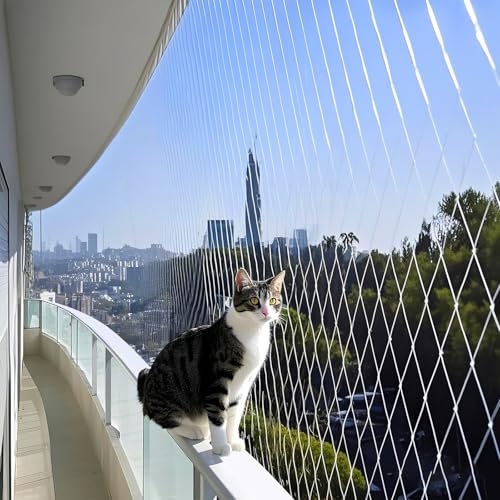Schleuder katzennetz für Balkon,vogelnetze vogelschutznetz 10x3m, taubennetz Balkon, Nylon Multifilament Yarn,Starke Belastbarkeit, Teichnetz transparent