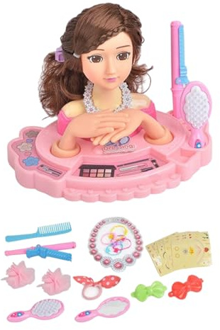 Tête De Jouet Maquillage Et Coiffure - Ensemble De Jeu De Simulation pour , Kit De Coiffure Et Maquillage pour Fille | Jouet Éducatif pour Pratique du Maquillage Et Coiffure, Tête De