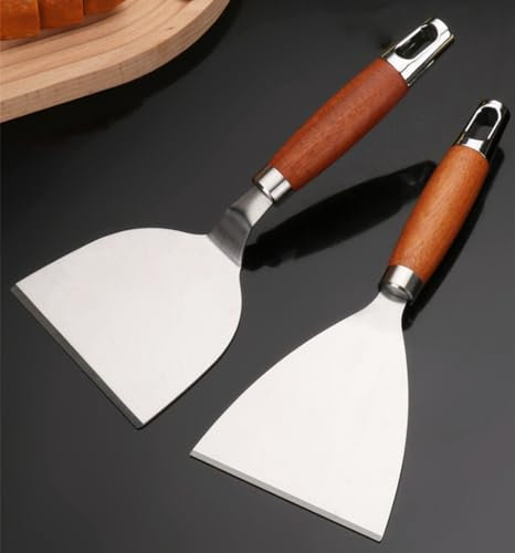 NORHOR 430 Stainless Steel Grill Spatula Set, Griddle Scraper and Pancake Flipper or Pizza Spatula,Great for BBQ Grill and Flat Top Griddle, Commercial Grade.