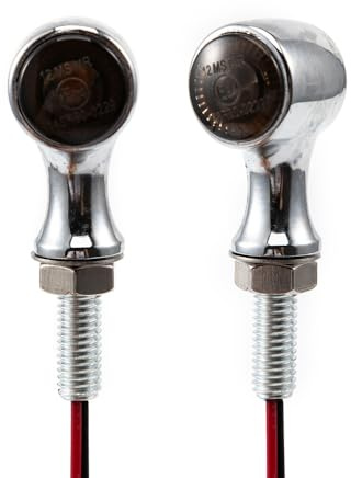 evomosa Mini LED Motorrad Blinkerleuchte Bernstein Seite E24 Marker Lampe 12V für Custom Street Motorrad Chopper Cruiser 8mm (Silber)