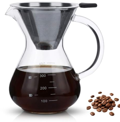 Kukyller Vierta la cafetera de cafetera, 400 ml gotera goteo dgoteo gotas para el filtro dcafé con escala para mesa cocina en el hogar