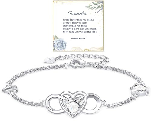 Diorra Pulsera para las Mujeres de Plata Esterlina 925 Amor para Siempre Infinito Pulsera Ajustable Regalo para Las Mujer Niñas
