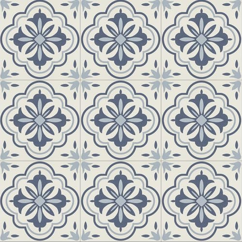 NUFLR Peel and Stick Floor Tiles Self Adhesive, Vinyl Flooring, Waterproof Effect for Kitchen Bathroom and Living Room, Blue 30x30cm (11.8x11.8in) 10pcs