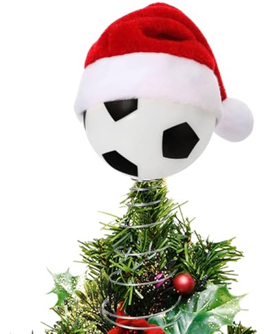 Topper for Christmas Tree | Soccer Football Tree Topper With Hat Decor | Christmas Festive Sports Ornament | for Studio Nursery Home Door Living Room Party Outdoor Indoor Winter