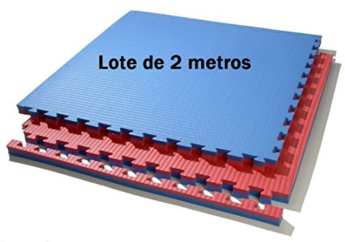 Lote 2 m. Cuadrados suelo tatami puzzle (azul/rojo) de grosor 3 cm