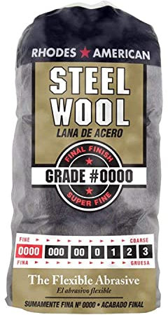 Homax 10120000 Steel Wool, 12 pad, Grade #0000, Rhodes American, Final Finish