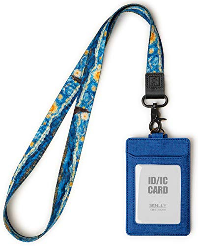 SENLLY Colgante Tarjetas Identificativas Porta Credencial con Correa de Cordón para el Cuello, Portatarjeta Insignia Personales para ID, Llaves, oficina