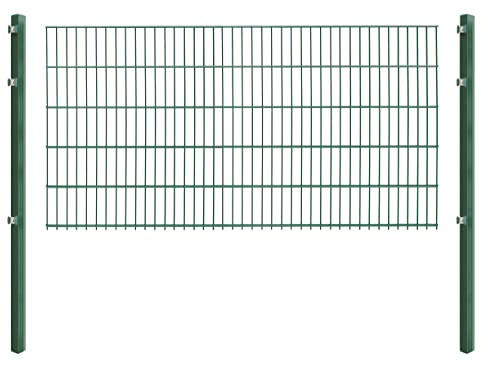 Doppelstabmattenzaun - Komplettset inkl. Pfosten (60x40mm) und Montagematerial - Verschiedene Längen und Höhen – Grün oder Anthrazit (L 8 m - H 103 cm, grün)