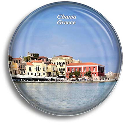 Kühlschrankmagnet, Griechenland, Alter venezianischer Hafen, Chania, Kreta, Glasmagnete für Kühlschrank, Souvenirs, niedlicher Kristallmagnet, Dekoration für Whiteboard, Büro, Zuhause, Geschenk