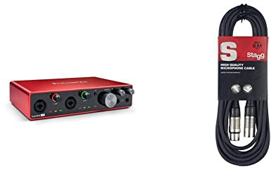 Interface audio USB Focusrite Scarlett 8i6 3rd Gen pour l'enregistrement, la composition et le streaming & Stagg Câble microphone de haute qualité XLR vers prise XLR, 6 m, noir
