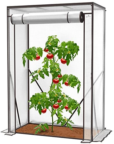 KESSER® Serra per pomodori di alta qualità, piccola serra per pomodori, serra, con porta da arrotolare, 100 x 50 x 150 cm, per aiuole, verdura, fiori, frutta, giardino