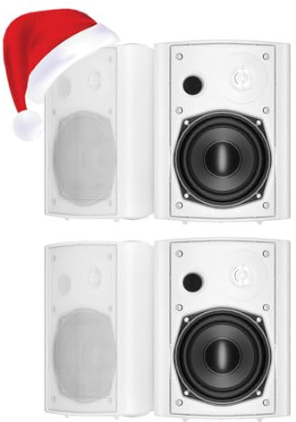 STUDIOFINIX Altoparlanti compatibili con altoparlanti da 5,25 pollici 600 watt per interni ed esterni con sistema di montaggio a parete per tutte le stagioni, compatibili con il bluetooth (bianco)