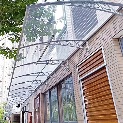 Marquise en Polycarbonate Gris Argent - Auvent Protection Solaire pour Fenêtre et Porte (60x150cm/24x59)