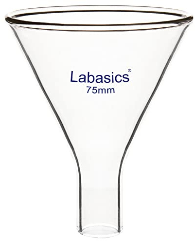Labasics Imbuto per Polveri in Vetro, Imbuto a Stelo Corto in Vetro Borosilicato a Parete Pesante con Diametro Superiore di 75 mm e Diametro Dello Stelo di 31 mm