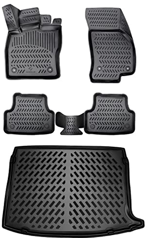 ELMASLINE 3D Tappetini Gomma e Vasca Baule per VW TAIGO 2021-2026 (Plataforma de Carga Ajustable) Plataforma de Carga Superior | Tappetini Auto | Vasca per il bagagliaio | Accessori Auto