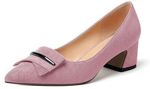 Elashe dam pumpar|Pumps Small Heel Escarpin |Pumps spetsig tå|Pumps Blockklack |klassisk brud & kontor sko fyrkantig häl, Sverige rosa, 40 EU