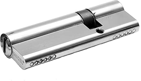 MICEL - 13096 - Sicherheitszylinder, Europäisches Profil, doppelte Kupplung, mit langem Nocken, auszentriert 40 x 80, inkl. Schlüsseln, vernickelt, silberfarben, 120 x 17 x 33 mm