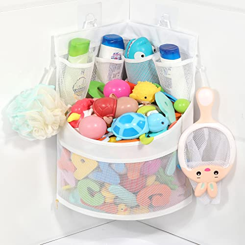 Ligereza Baby Bathtub Toy Storage 17 x 13 Bathtub Toy Holder Mesh Let Baby Bathtub Toys To Dry Faster, Bath tub Toy Organizer For 1-3 Year Old Toddler Bathtub Toys