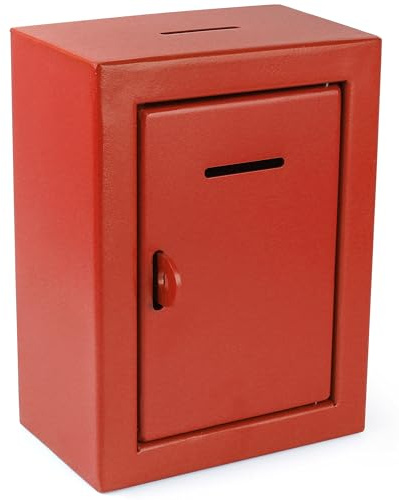 Spendenbox aus Stahl, für Wohltätigkeitsorganisationen, Wahlurnen, Büro, Vorschlagsbox, sichere Box mit Schlitz, einfache Wandmontage, 21,6 x