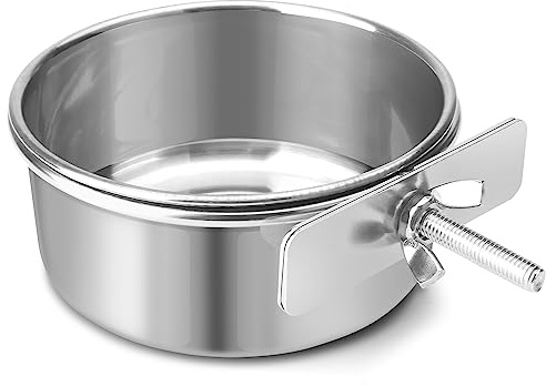 Reshiho Dog Bowl Stainless Steel Pet Hanging Food Water Bowl Cage Feeding Cup Feeder for Dogs Cats Rabbits Birds Small Animal (Small)