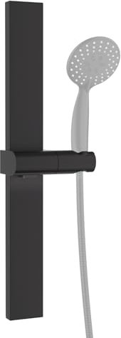 DETBOM Barre de Douche sans Perçage, Colonne de Douche avec Adhésif, Barre Douche en Métal avec Support de Pomme de Douche, Hauteur et Angle Réglables à 120°, Installation par Collage ou Perçage, Noir