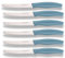 ECHTWERK Cuchillo para panecillos, práctico cuchillo para desayunos, 6 piezas, de acero con filo de sierra, adecuado para panecillos y baguettes, mango ergonómico de plástico, azul claro