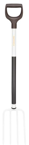 Fiskars Spatengabel für weiche, lockere Böden, Mit 4 Zinken, Länge: 105 cm, Zinken und Stiel aus hochwertigem Stahl, Schwarz/Weiß, White, 1070715