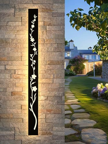 LUOLONG Applique murale longue LED noire 100cm applique murale extérieure 32W IP67 étanche lampe murale de villa conception de fleur de pêche appliques murales extérieures murs jardins porche