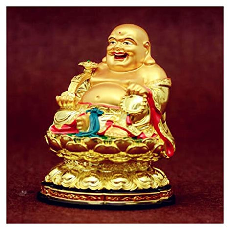 EVANEM Multicolour Maitreya Buddha Harz Gold Buddha Statue, Harz Gott des Wohlstands Lachende Buddha-Statuen, for Handwerk Dekoration Buddah Hall for Buddhas