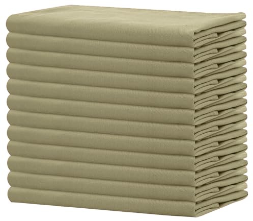 Sweet Needle Servietten, 100% Baumwolle, übergroß, 45 x 45 cm, Khaki, Schwerer Stoff für den täglichen Gebrauch, mit gehrten Ecken, 12 Stück