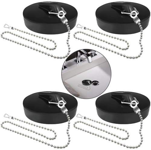 Tappo per lavandino di ricambio 4 pezzi Tappo per vasca universale Tappo per lavandino Tappo per vasca di ricambio e catena per lavello della cucina (dimensioni da 42 mm a 45 mm)