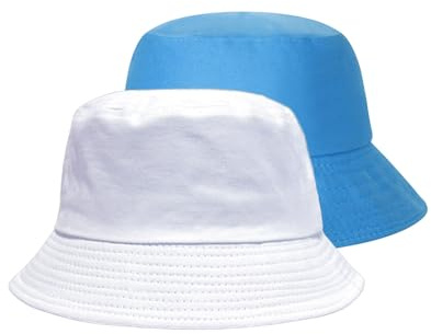 FUIPVGI 2 Stück Sommer-Sonnenschutz, Fischerhut, Baumwolle, Sommer-Sonnenhut mit UV-Schutz, Fischerhut, Regenhüte für Damen und Herren im Freien