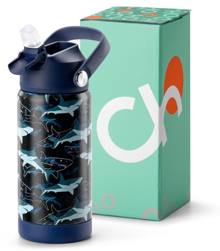 Choco Mocha Gourde Isotherme Enfants avec Paille Bouteille d'eau Isolée en Acier Inoxydable pour l'école, Le Sport, Les Voyages, Sans BPA