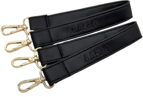 Liliibell 2er-Pack Vegan Leder Kinderwagenhaken & Anhänger, Universelle Karabinerhaken für Wickeltasche, Kinderwagentaschen-Halterung, Praktisches Kinderwagen Zubehör für Eltern unterwegs, Schwarz