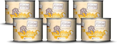 MjAMjAM - Premium Nassfutter für Hunde - Wellness - Haut & Fell - Huhn, 6er Pack (6x200g), getreidefrei