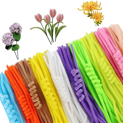 300 Stück Pfeifenputzer Bunt zum Basteln, 30cm Macaron-Farbe Chenilledraht, Pfeifenreiniger Chenilledraht Biegeplüsch, Gedrehte Biegsamer Plüsch Pfeifenreiniger für DIY Dekorationen (Style 2)
