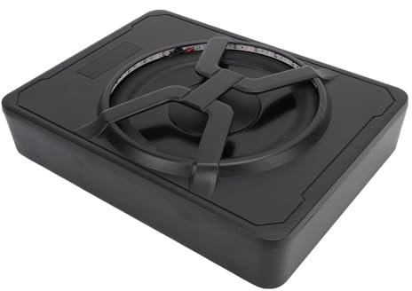 Caisson de Basses Audio de Voiture, Caisson de Basses Sous Siège de Voiture 10 Pouces 800 W avec Amplificateur Sous le Siège alimenté par Voiture Camion (BLUE)