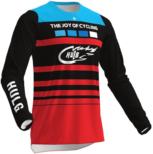HULG MTB-Trikot, Herren-Radtrikots, Motocross-Trikot, Downhill-Anzug, Schnell Trocknend Und Atmungsaktiv, Geeignet Für MTB/BMX/Cross-Country-Motorräder Und Andere Sportarten