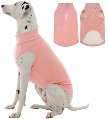 Kuoser Hundepullover, Fleece Pullover Hund, Hunde Fleecejacke, Rosa XL | Hundepullover für kleine, mittelgroße & große Hunde, leichte körpernahe Hundeweste, elastischer warmer Hunde Pullover Sweater