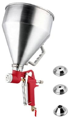 Lufttrichter Spritzpistole Textur Werkzeug, 6L Trichterpistole mit 3 Düsen 4 mm 6 mm 8 mm für Decke Wand Render Trockenbau Putz Malerei (Gerade Silber)