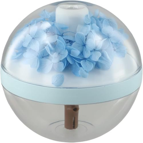 Humidificador de aire portátil inalámbrico de 270 ml con diseño calmante y de flores eternas, difusor de aceite esencial recargable con luz y diseño compacto para cualquier habitación (azul)