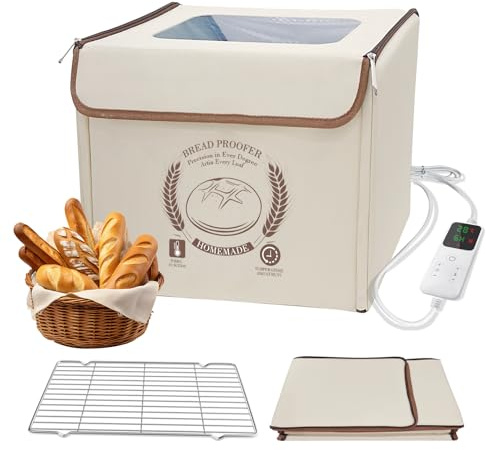 Helining Bread Proofing Box with Heating, Dough Proofing Box with Temp Ctrl | Temp&Time Ctrl, Five Layers, Waterproof Insulated Material, Multifunctional (Bread, Yogurt, Sourdough, Pizza)