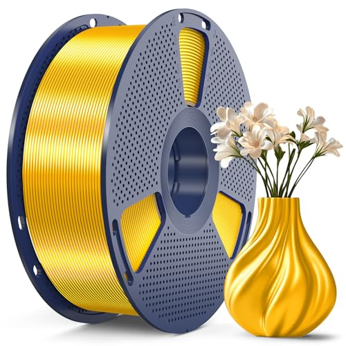 SUNLU PLA+ Silk Filament, Filamento 3D in Seta Metallizzata Lucida, filamento per Stampante 3D PLA PLUS ad alta Resistenza, Bobina da 1 kg, Oro chiaro