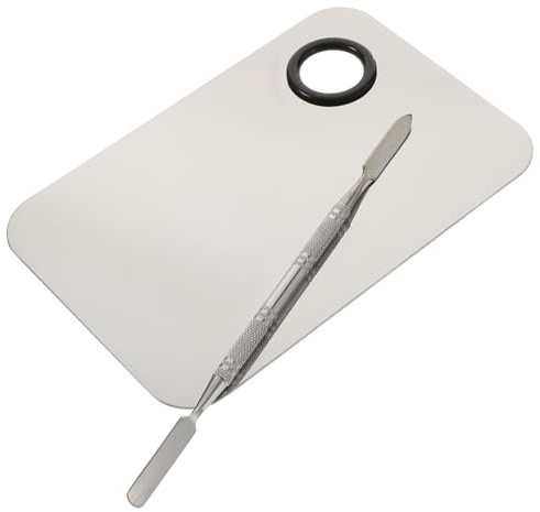 PACKOVE Makeup Mixing Palette Blending Palette with Tool Silver Cosmetic Tool for Mixing Foundation and Lip Colors in Makeup Studio