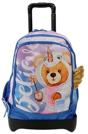 Tinta Unita Believe Schulrucksack, Trolley, Trolley, Schulrucksack, Trolley, abnehmbar, mit abnehmbarem Rollwagen, Farbe: Pool Over