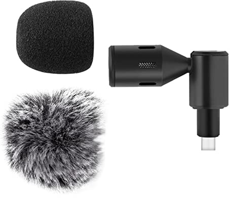 Mini microfono per smartphone plug-in microfono per telefono cellulare Pickup cardioide Spina di tipo C Angolo di 90 ° regolabile con 2 pezzi parabrezza per smartphone Live Streaming Vlog Canto online
