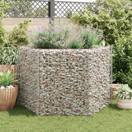 Hexagonal Gabion Raised Bed Made of Galvanised Steel, 160 x 140 x 100 cm, Robust Wire Mesh for Flowers, Plants, Ideal as a Border in the Garden, High Load Capacity