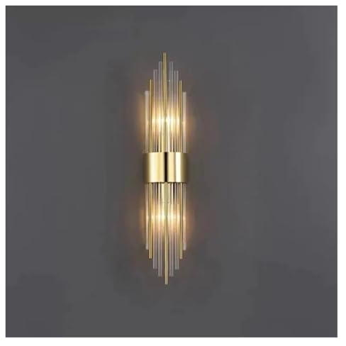 KUNYOS Crystal Luxury Home Decor Wall Lamp Glass Tube Gold Color Base Indoor Lighting Sconce Up Down Two Bulbs Corridor LED Lustre(Warm White (2700-3500K),1 piece)